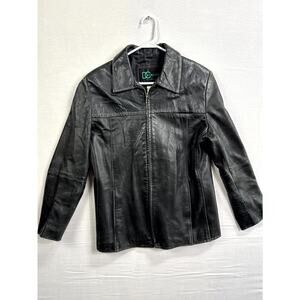 DC Collection Jacket Womens Medium Black Genuine Leather Long Sleeve Full Zip